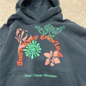 Urban Outfitters Slate Blue Hoodie with Floral Graphics-Just Keep Growing